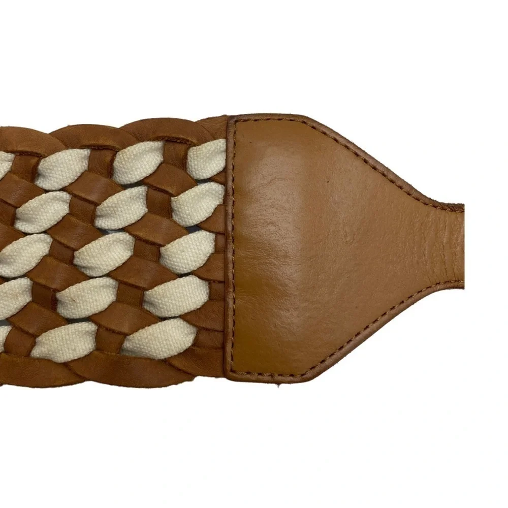 HOLLISTER Wide Leather Belt Tan Brown Boho Womens S/M